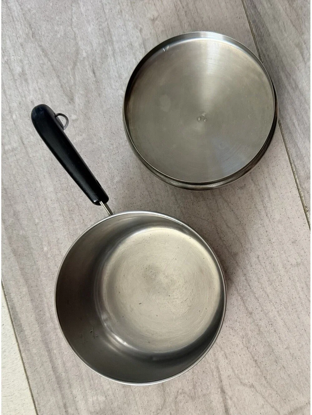 Vtg Revere Ware Stainless 1 Cup Measuring Cup Mini Sauce Pan Butter Warmer & Lid